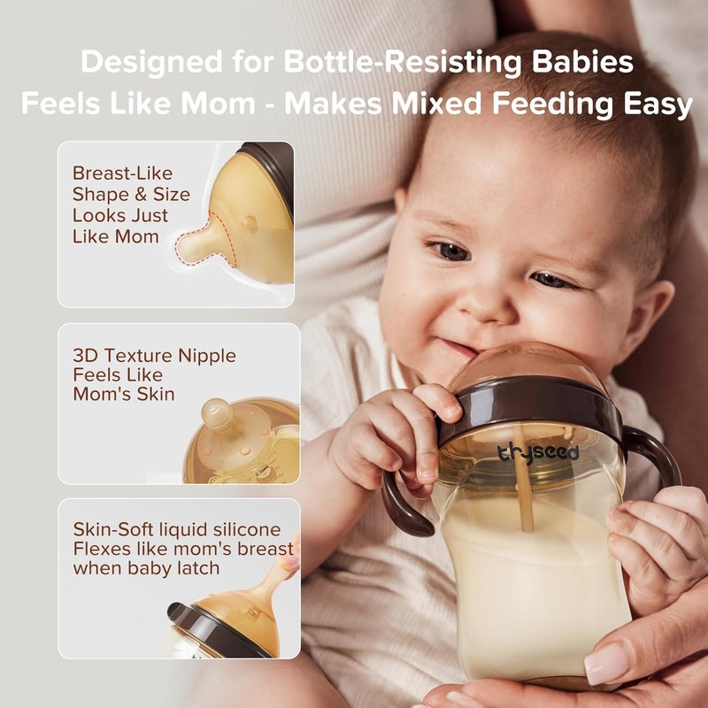 thyseed PPSU Natural Breast-Like Bottle with Nipple(3-7 Months),10oz，1pack - Image 4